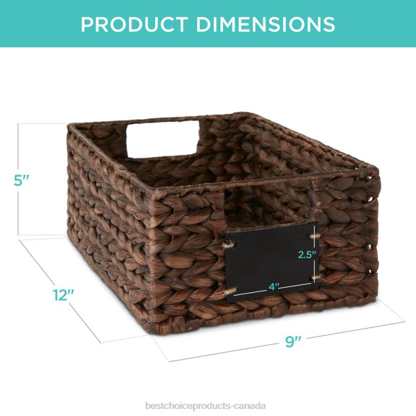 4LT21207 Brown Best Choice Products Set of 4 Water Hyacinth Pantry Baskets w/ Chalkboard, Marker