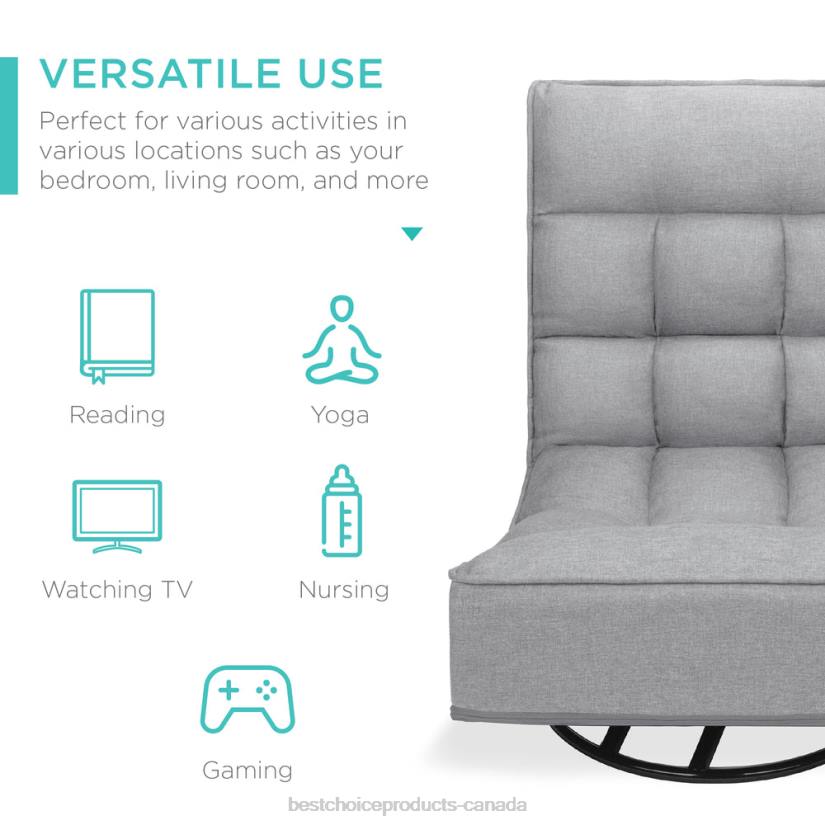 4LT21208 Gray Best Choice Products Folding Floor Gaming Chair w/ 360-Degree Swivel, 4 Adjustable Positions