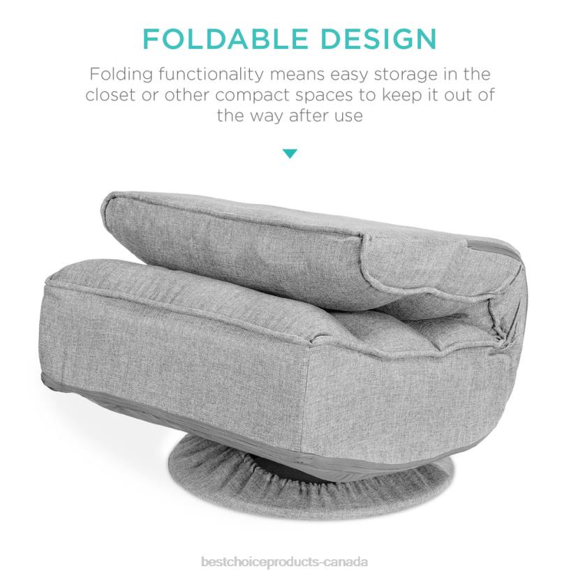 4LT21208 Gray Best Choice Products Folding Floor Gaming Chair w/ 360-Degree Swivel, 4 Adjustable Positions