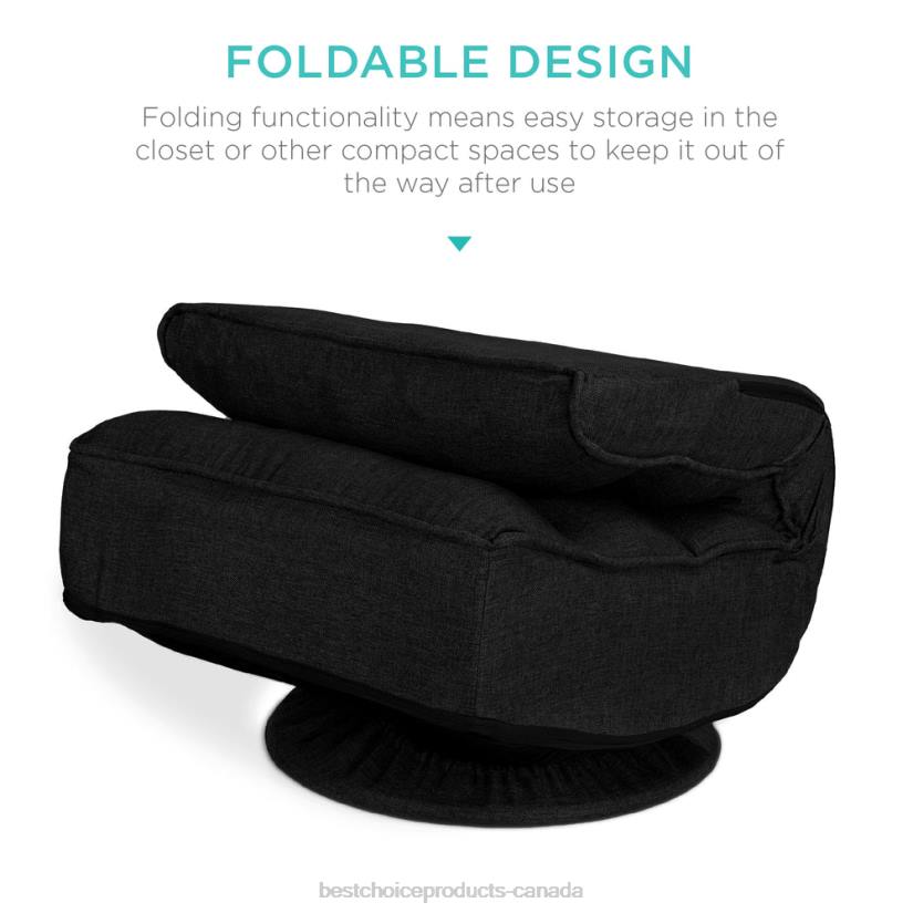 4LT21209 Black Best Choice Products Folding Floor Gaming Chair w/ 360-Degree Swivel, 4 Adjustable Positions
