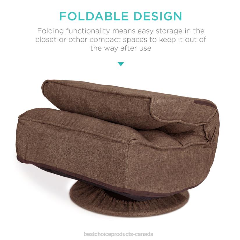 4LT21210 Coffee Best Choice Products Folding Floor Gaming Chair w/ 360-Degree Swivel, 4 Adjustable Positions