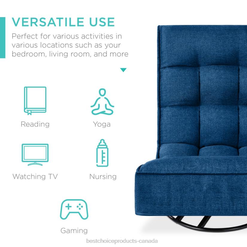 4LT21211 Dark Blue Best Choice Products Folding Floor Gaming Chair w/ 360-Degree Swivel, 4 Adjustable Positions