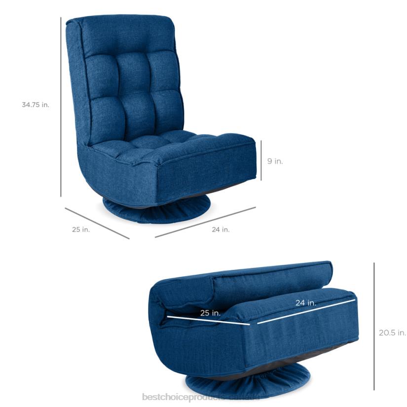 4LT21211 Dark Blue Best Choice Products Folding Floor Gaming Chair w/ 360-Degree Swivel, 4 Adjustable Positions