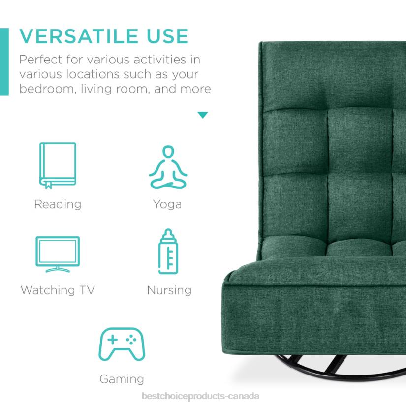 4LT21214 Green Best Choice Products Folding Floor Gaming Chair w/ 360-Degree Swivel, 4 Adjustable Positions