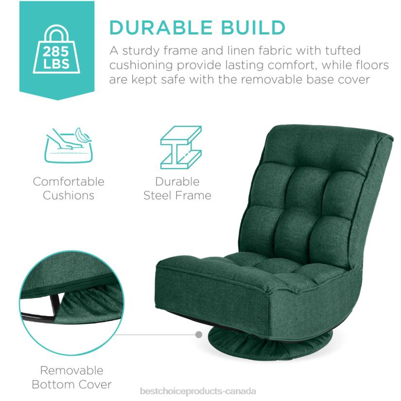4LT21214 Green Best Choice Products Folding Floor Gaming Chair w/ 360-Degree Swivel, 4 Adjustable Positions