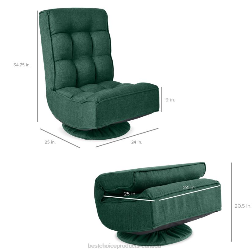 4LT21214 Green Best Choice Products Folding Floor Gaming Chair w/ 360-Degree Swivel, 4 Adjustable Positions