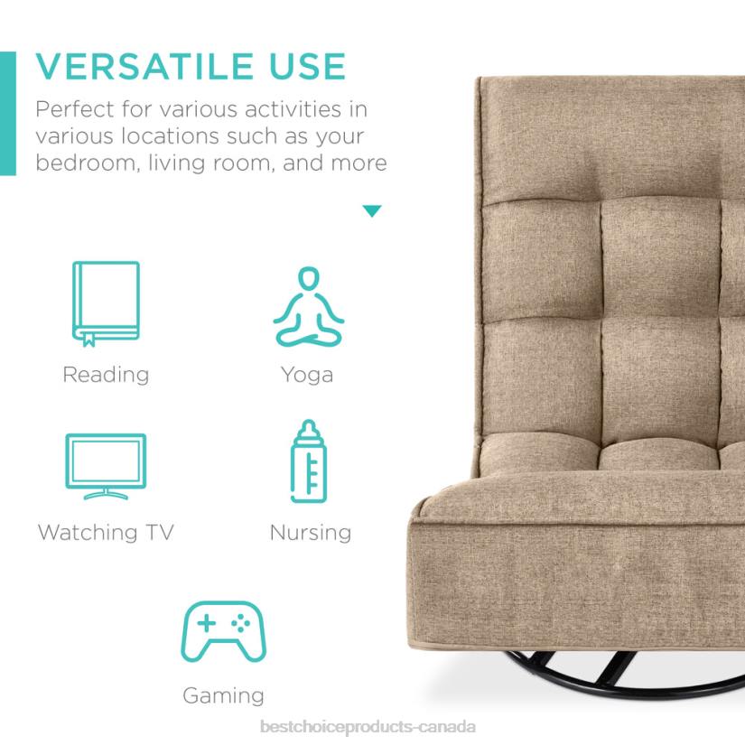 4LT21215 Tan Best Choice Products Folding Floor Gaming Chair w/ 360-Degree Swivel, 4 Adjustable Positions