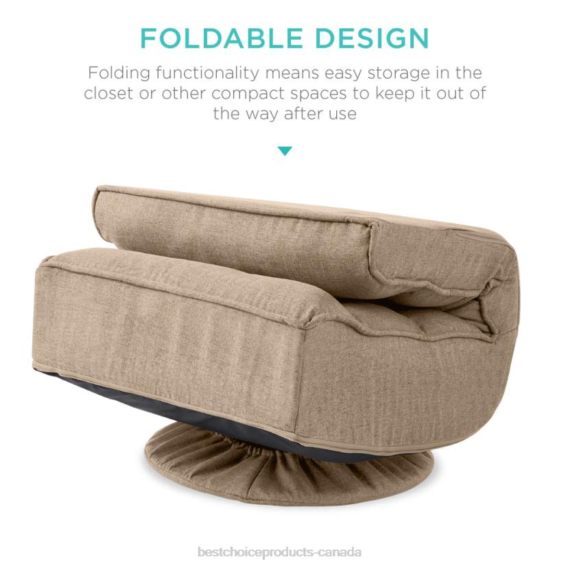 4LT21215 Tan Best Choice Products Folding Floor Gaming Chair w/ 360-Degree Swivel, 4 Adjustable Positions