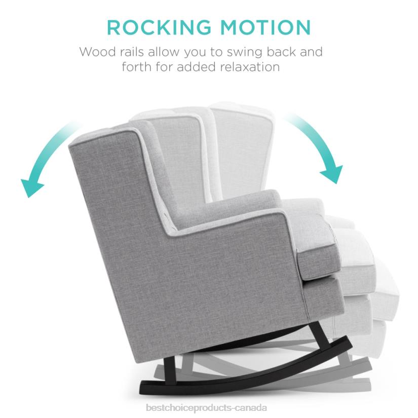 4LT21226 Gray Best Choice Products Tufted Upholstered Wingback Rocking Chair