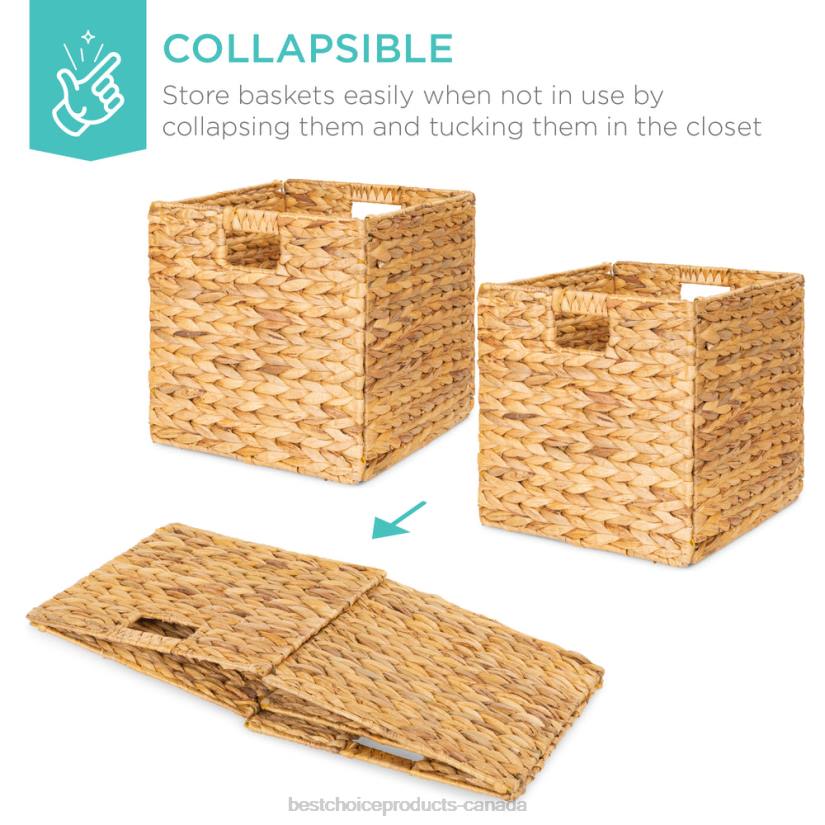 4LT21235 Natural Best Choice Products Set of 5 Collapsible Hyacinth Storage Baskets w/ Inserts