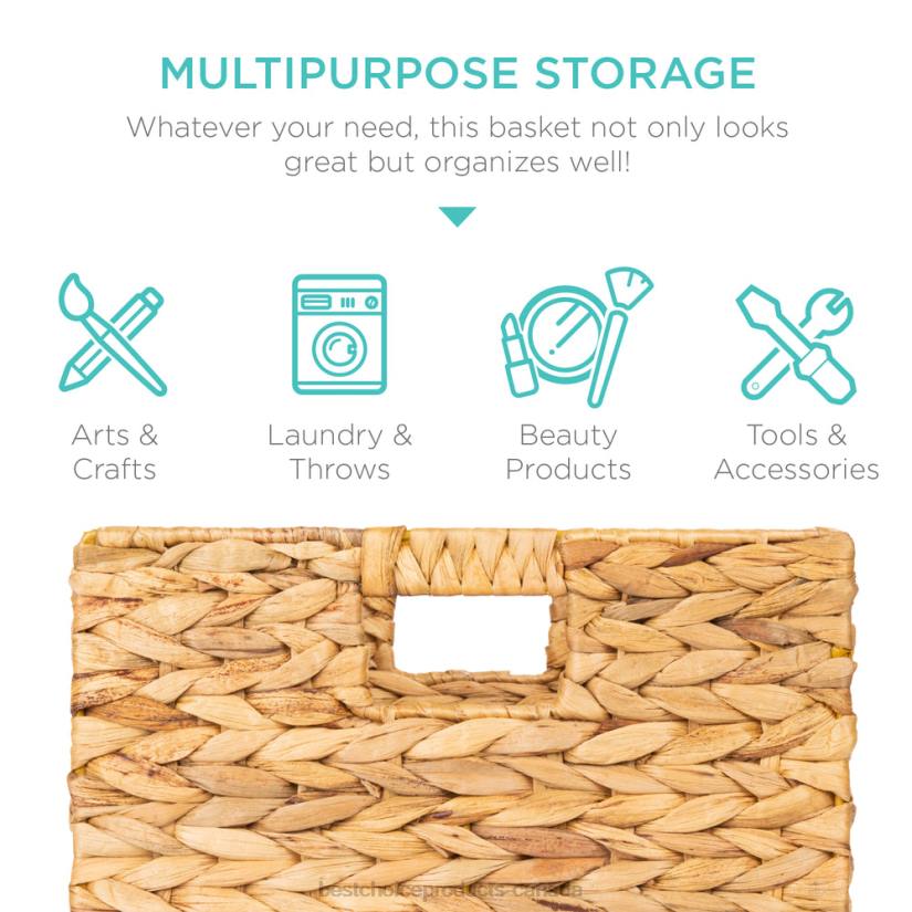 4LT21235 Natural Best Choice Products Set of 5 Collapsible Hyacinth Storage Baskets w/ Inserts