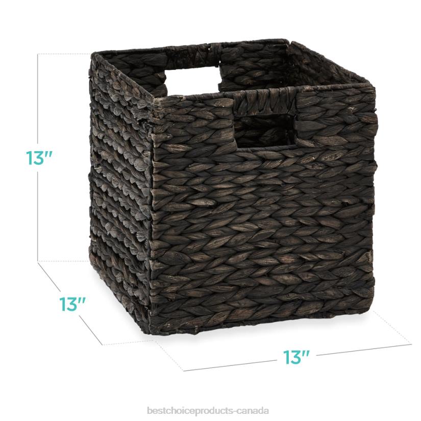 4LT21236 Black Best Choice Products Set of 5 Collapsible Hyacinth Storage Baskets w/ Inserts