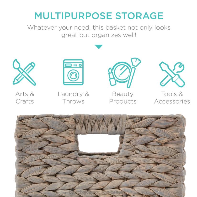 4LT21238 Gray Best Choice Products Set of 5 Collapsible Hyacinth Storage Baskets w/ Inserts