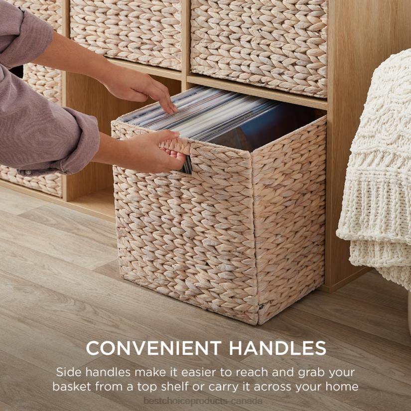 4LT21239 White Best Choice Products Set of 5 Collapsible Hyacinth Storage Baskets w/ Inserts