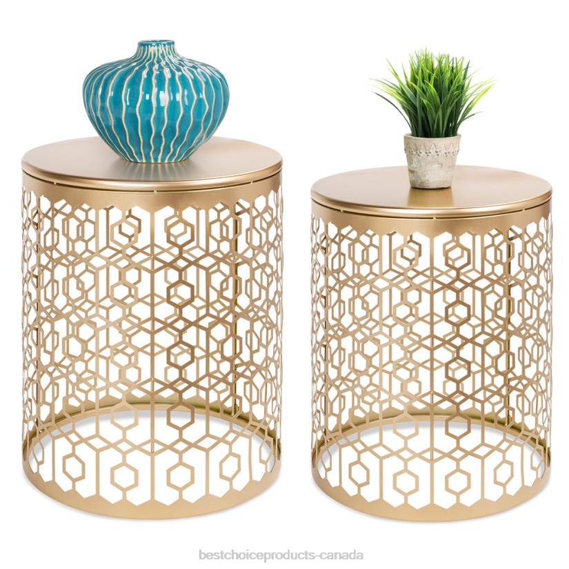 4LT21245 White Best Choice Products Set of 2 Decorative Round Side Accent Table Nightstands w/ Nesting Design