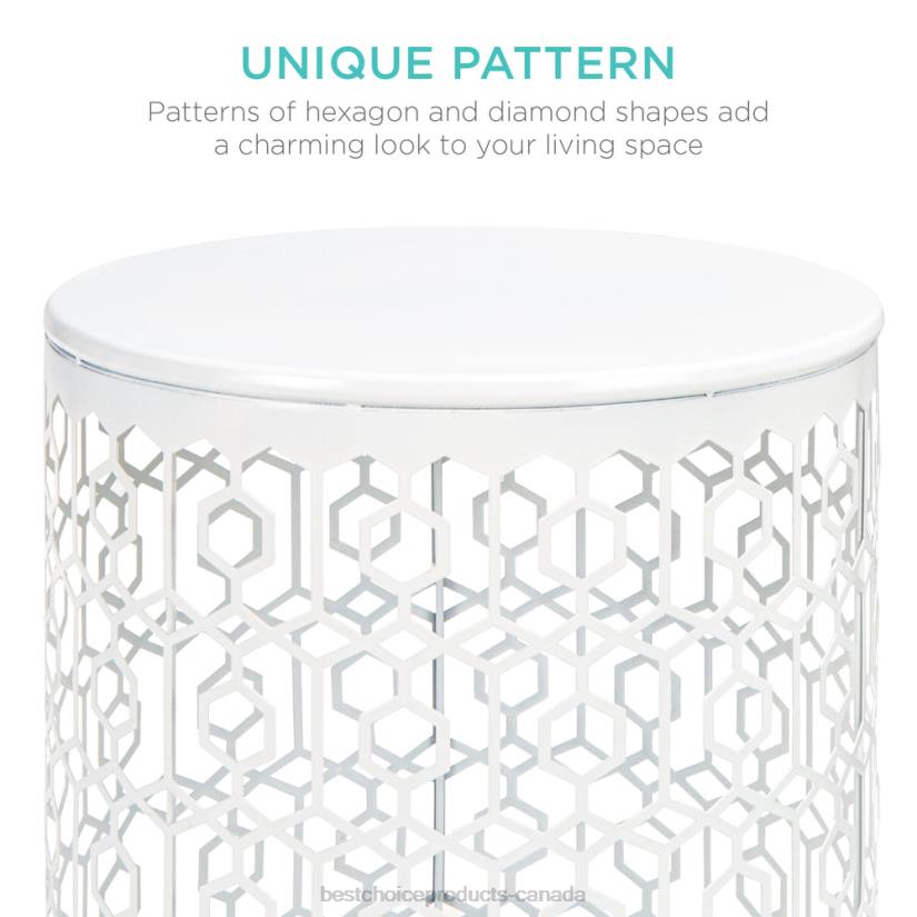 4LT21245 White Best Choice Products Set of 2 Decorative Round Side Accent Table Nightstands w/ Nesting Design