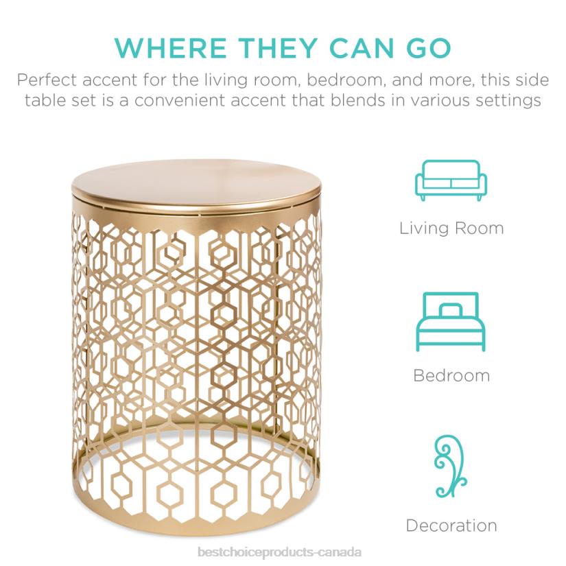 4LT21245 White Best Choice Products Set of 2 Decorative Round Side Accent Table Nightstands w/ Nesting Design