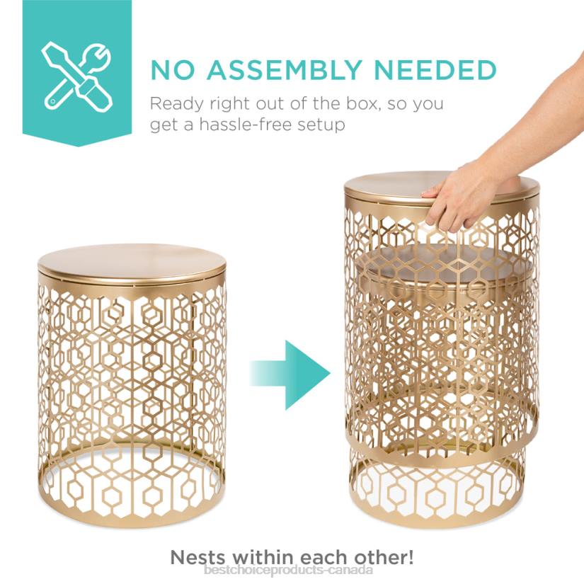 4LT21245 White Best Choice Products Set of 2 Decorative Round Side Accent Table Nightstands w/ Nesting Design