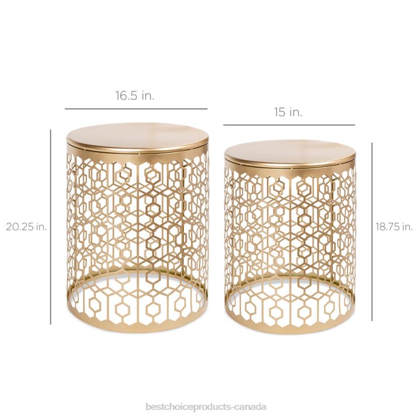 4LT21245 White Best Choice Products Set of 2 Decorative Round Side Accent Table Nightstands w/ Nesting Design