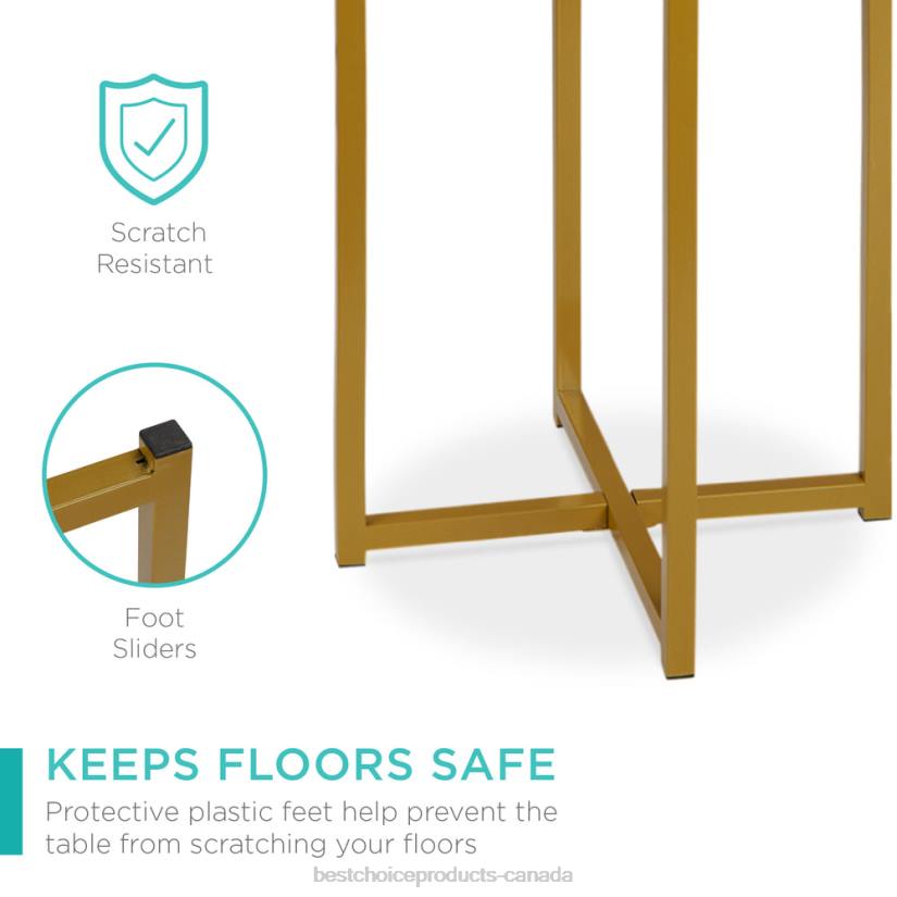 4LT21246 White/Bronze Gold Best Choice Products Round Coffee Side Table w/ Faux Marble Top, Metal Frame