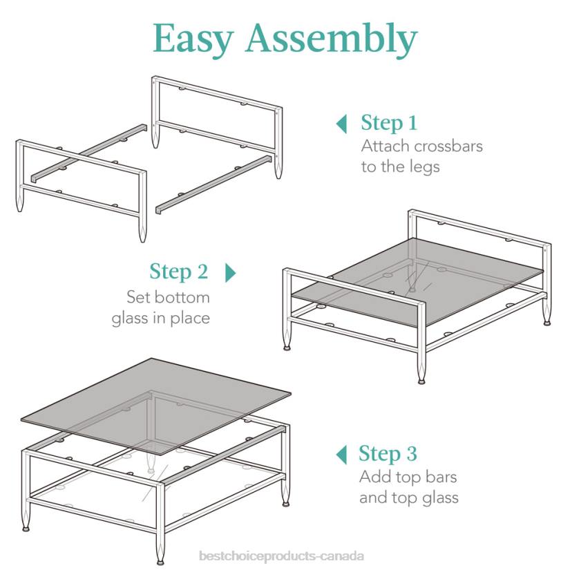 4LT21254 Black Best Choice Products 2-Tier Large Square Coffee Table Living Room Accent w/ Glass Top