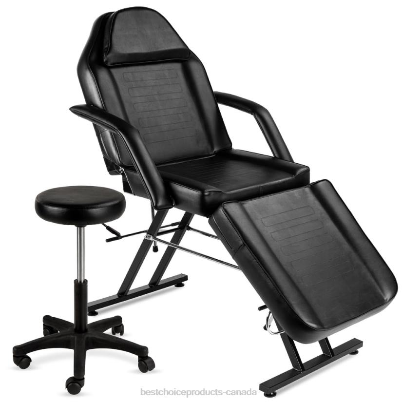 4LT21255 Black Best Choice Products Multipurpose Massage Bed, Spa & Salon Chair w/ Hydraulic Stool