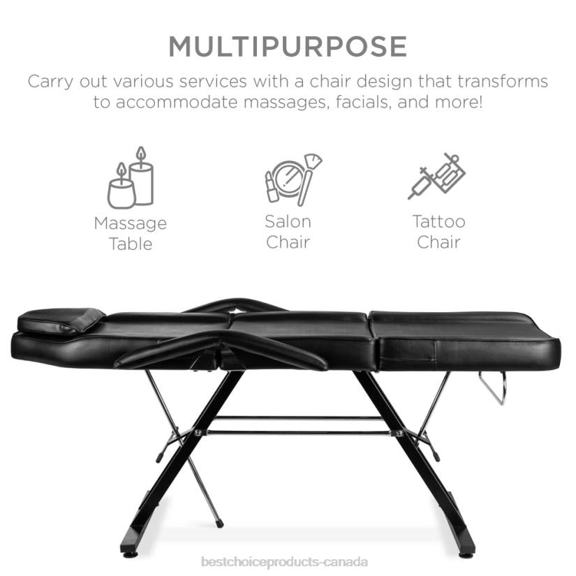 4LT21255 Black Best Choice Products Multipurpose Massage Bed, Spa & Salon Chair w/ Hydraulic Stool