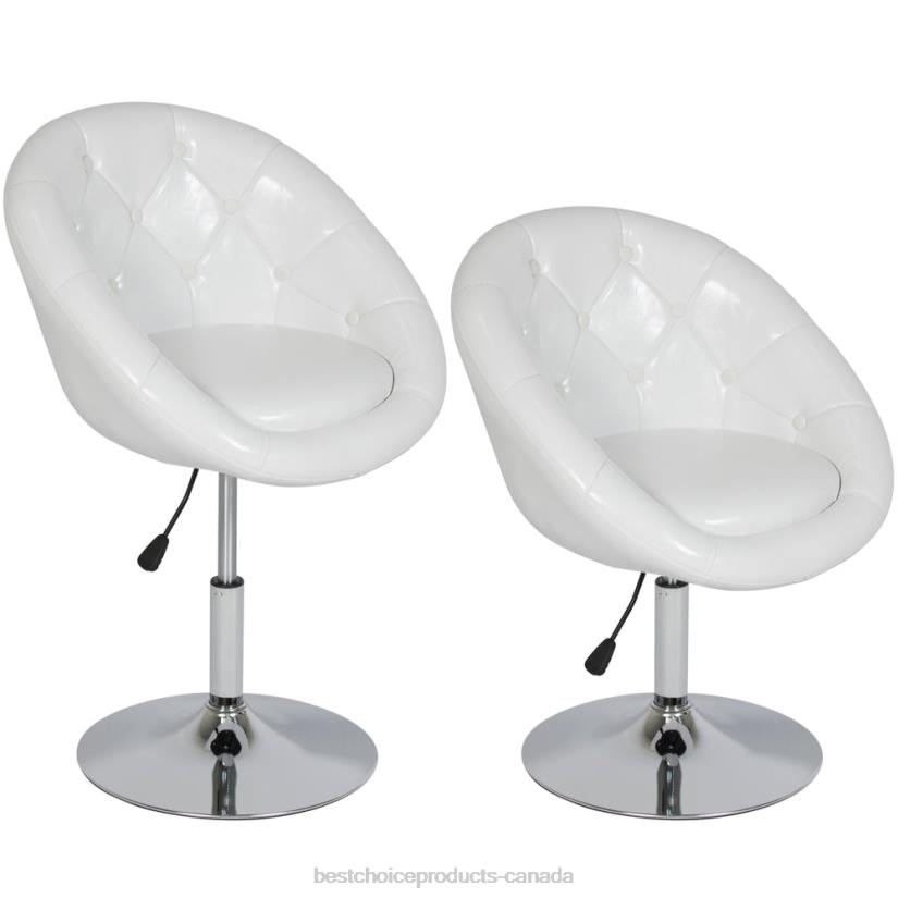 4LT21267 White Best Choice Products Adjustable Tufted Round Swivel Accent Chair