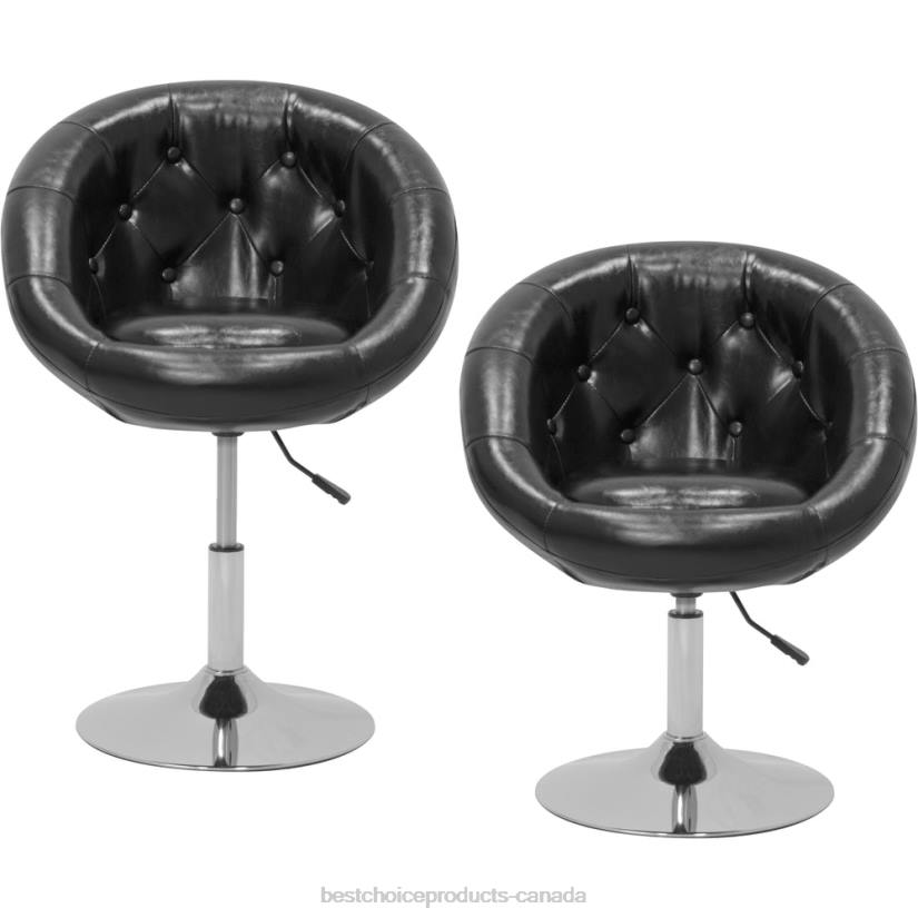 4LT21268 Black Best Choice Products Adjustable Tufted Round Swivel Accent Chair