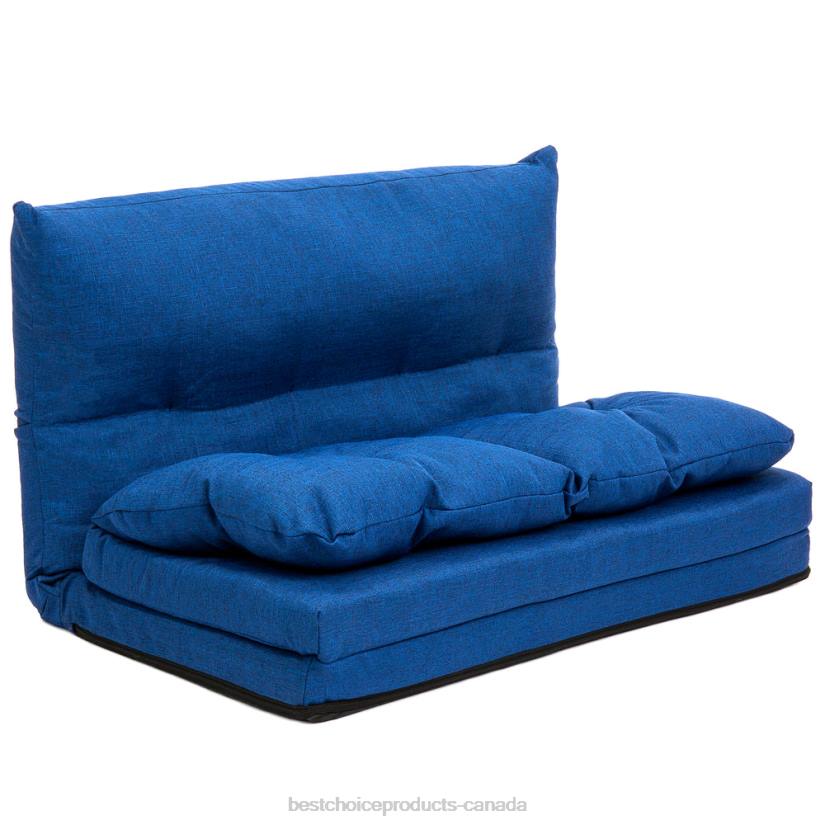4LT21270 Blue Best Choice Products Linen Folding Lounge Futon Gaming Couch Chair