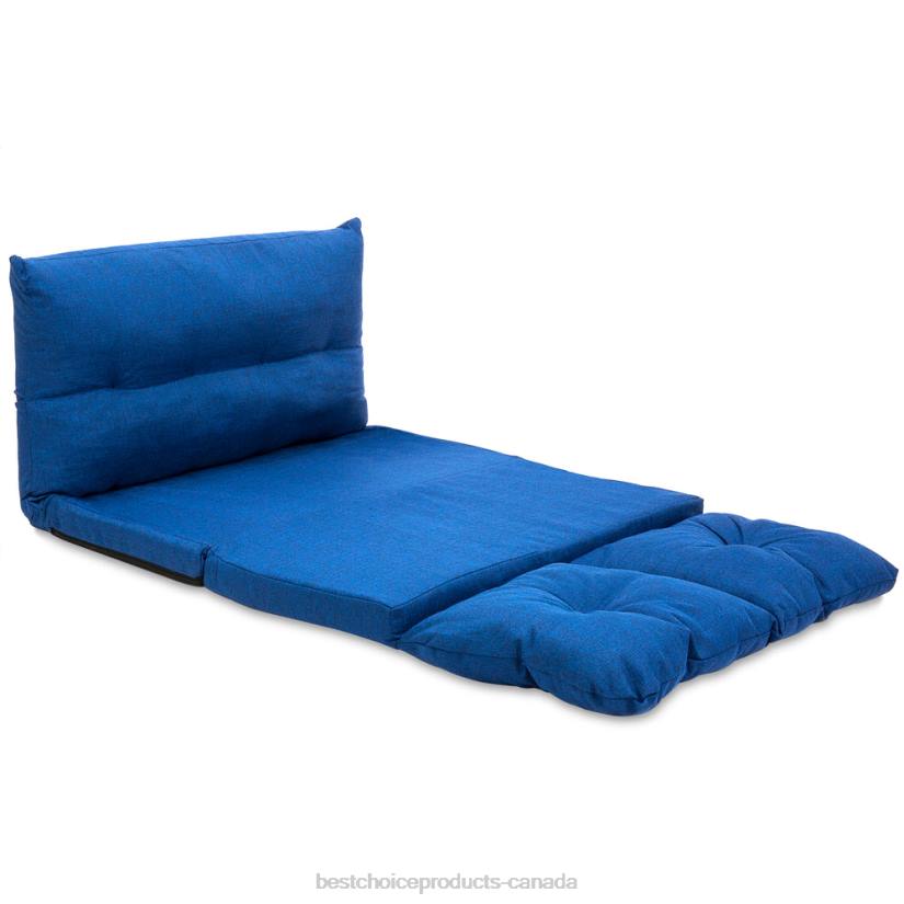 4LT21270 Blue Best Choice Products Linen Folding Lounge Futon Gaming Couch Chair
