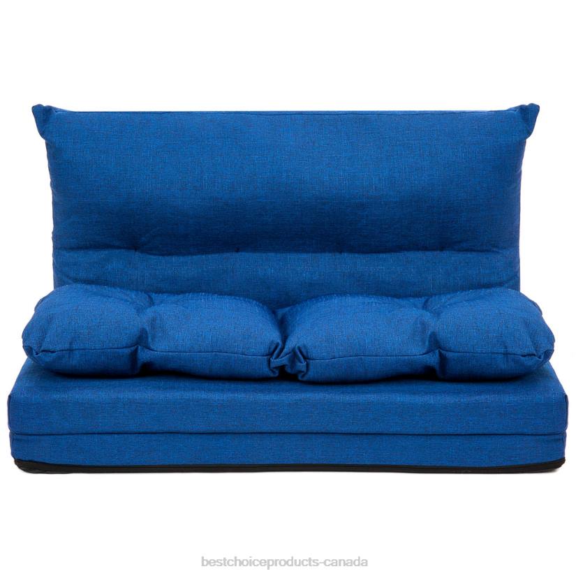 4LT21270 Blue Best Choice Products Linen Folding Lounge Futon Gaming Couch Chair