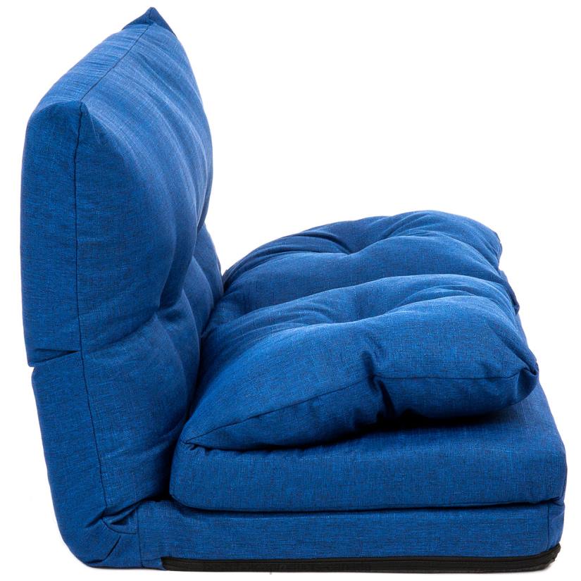 4LT21270 Blue Best Choice Products Linen Folding Lounge Futon Gaming Couch Chair