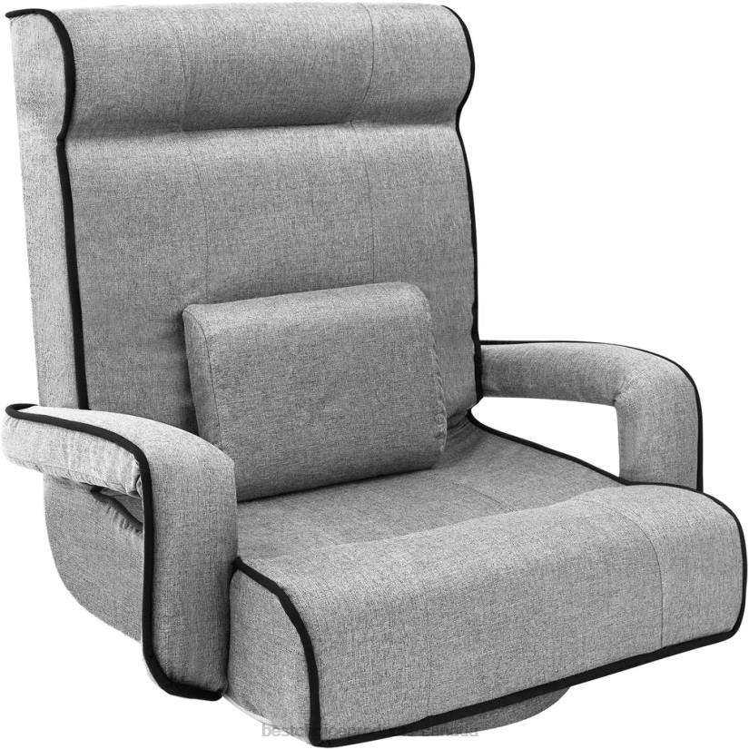 4LT21297 Light Gray Best Choice Products Oversized Swivel Gaming Floor Chair w/ Armrest, Adjustable Backrest