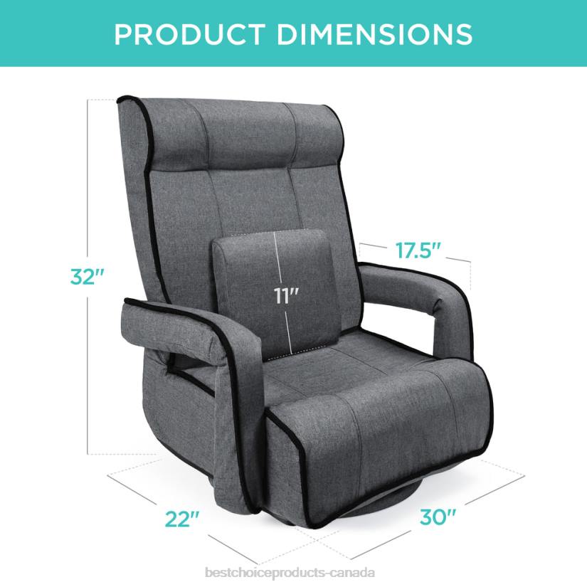 4LT21297 Light Gray Best Choice Products Oversized Swivel Gaming Floor Chair w/ Armrest, Adjustable Backrest