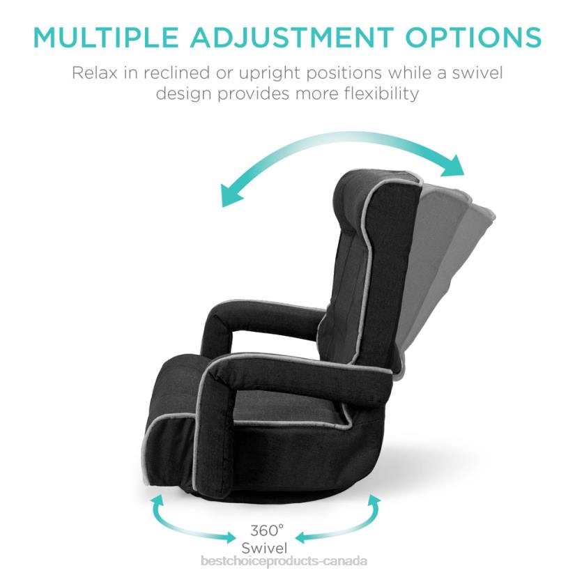 4LT21297 Light Gray Best Choice Products Oversized Swivel Gaming Floor Chair w/ Armrest, Adjustable Backrest