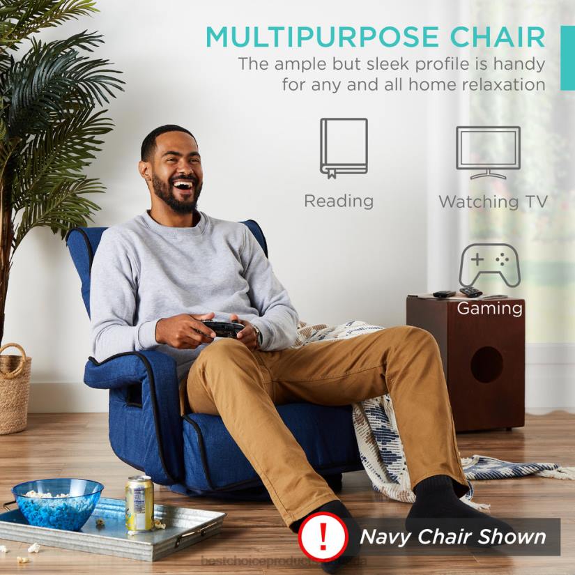 4LT21297 Light Gray Best Choice Products Oversized Swivel Gaming Floor Chair w/ Armrest, Adjustable Backrest