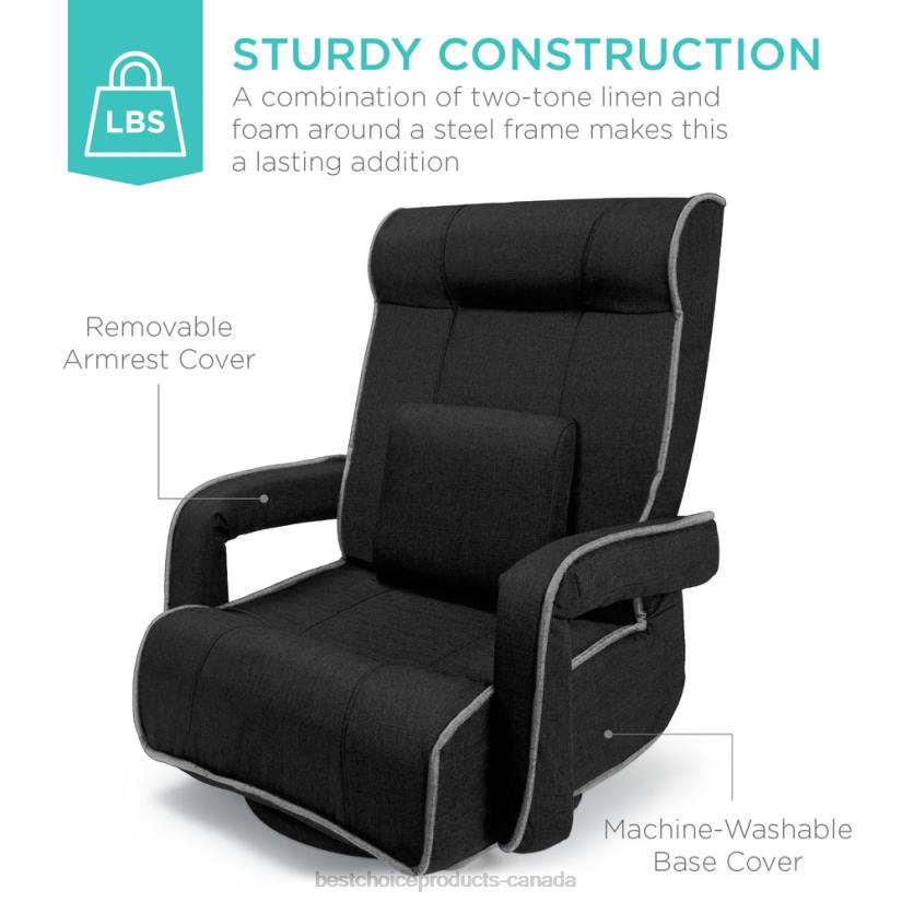 4LT21297 Light Gray Best Choice Products Oversized Swivel Gaming Floor Chair w/ Armrest, Adjustable Backrest