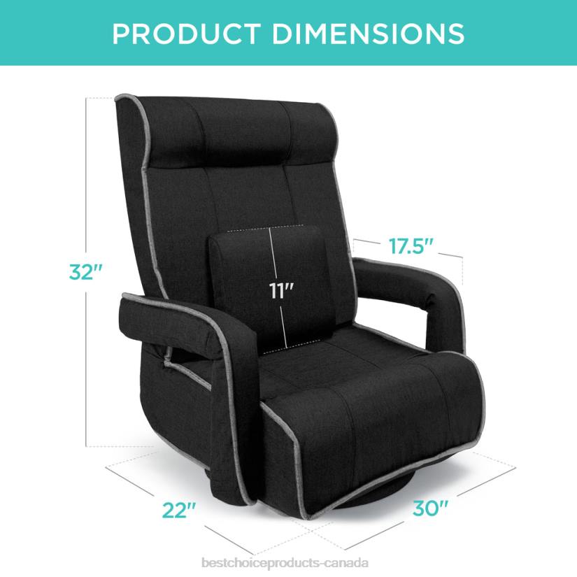 4LT21297 Light Gray Best Choice Products Oversized Swivel Gaming Floor Chair w/ Armrest, Adjustable Backrest