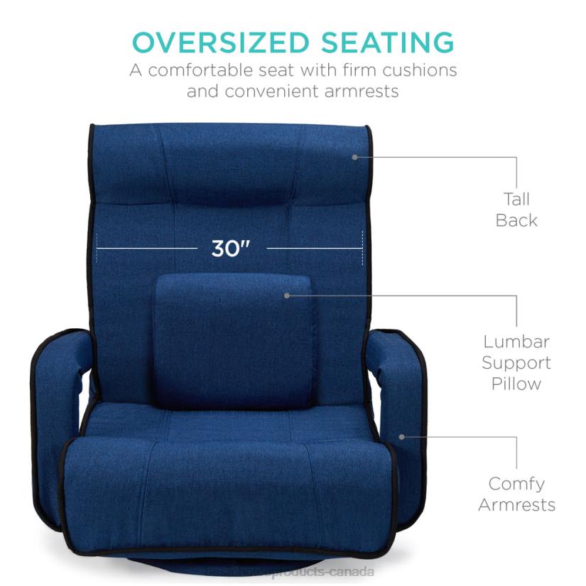 4LT21297 Light Gray Best Choice Products Oversized Swivel Gaming Floor Chair w/ Armrest, Adjustable Backrest