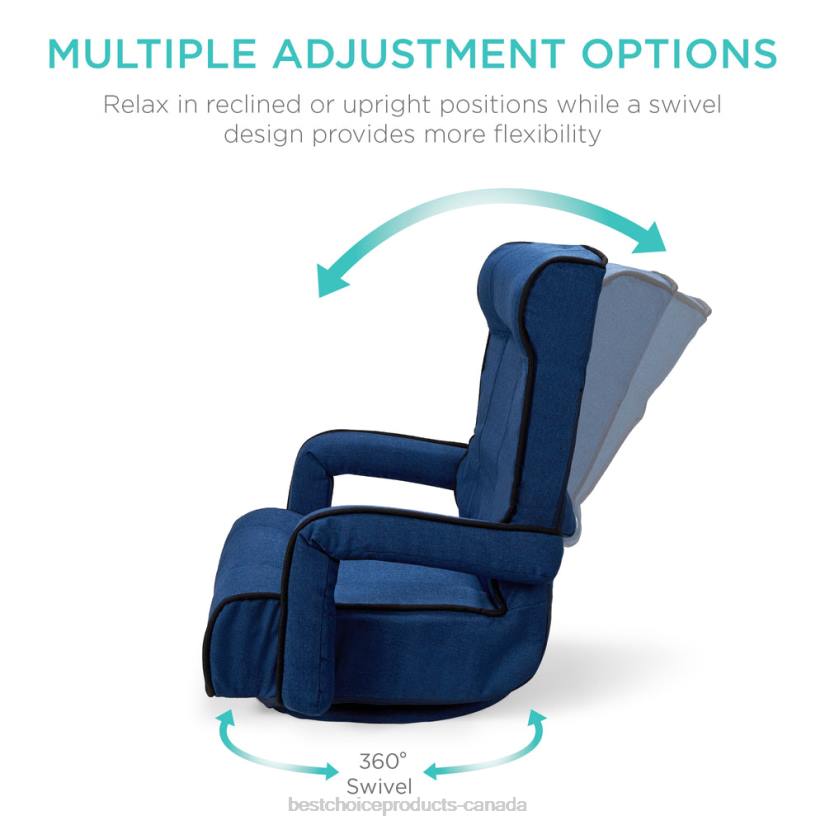 4LT21297 Light Gray Best Choice Products Oversized Swivel Gaming Floor Chair w/ Armrest, Adjustable Backrest