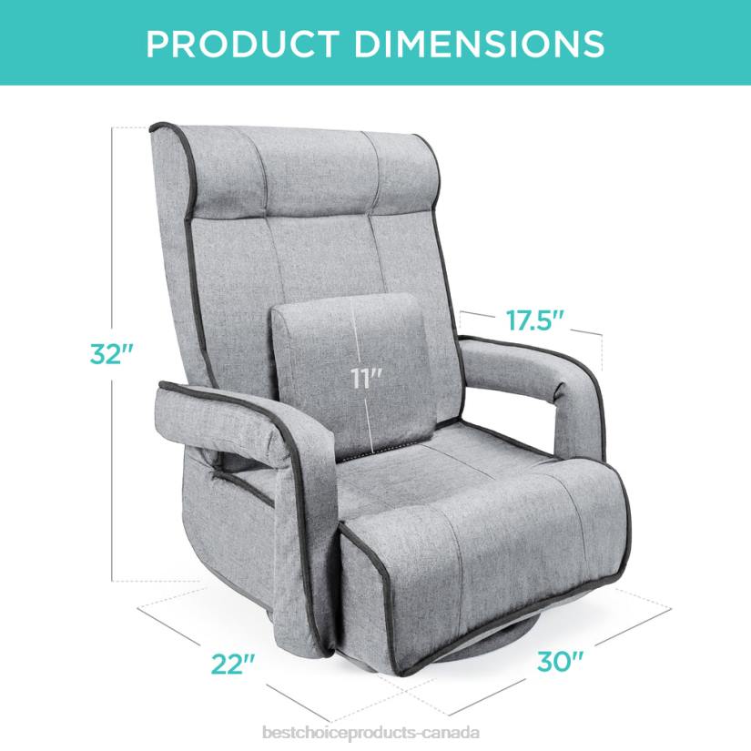 4LT21297 Light Gray Best Choice Products Oversized Swivel Gaming Floor Chair w/ Armrest, Adjustable Backrest