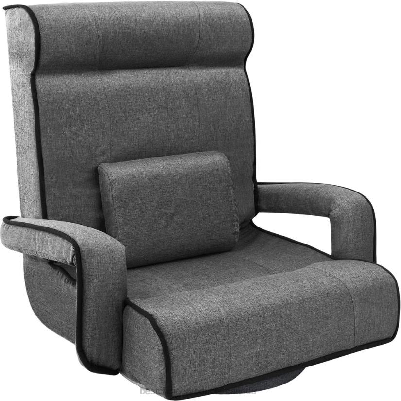 4LT21297 Light Gray Best Choice Products Oversized Swivel Gaming Floor Chair w/ Armrest, Adjustable Backrest