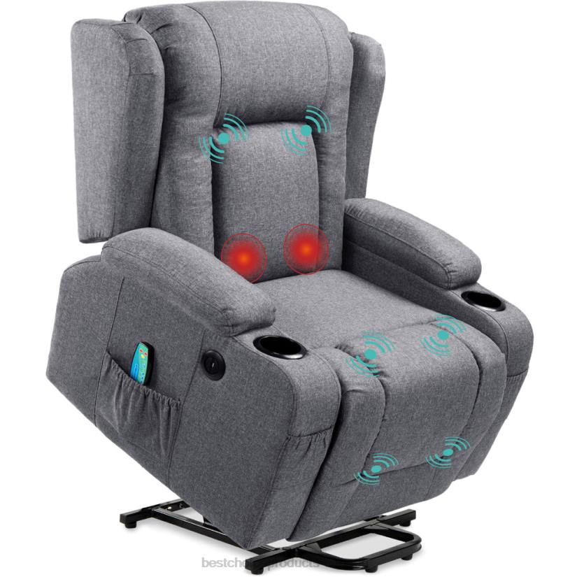 4LT2334 Gray Best Choice Products Electric Power Lift Recliner Massage Chair w/ Heat, USB Port, Cupholders