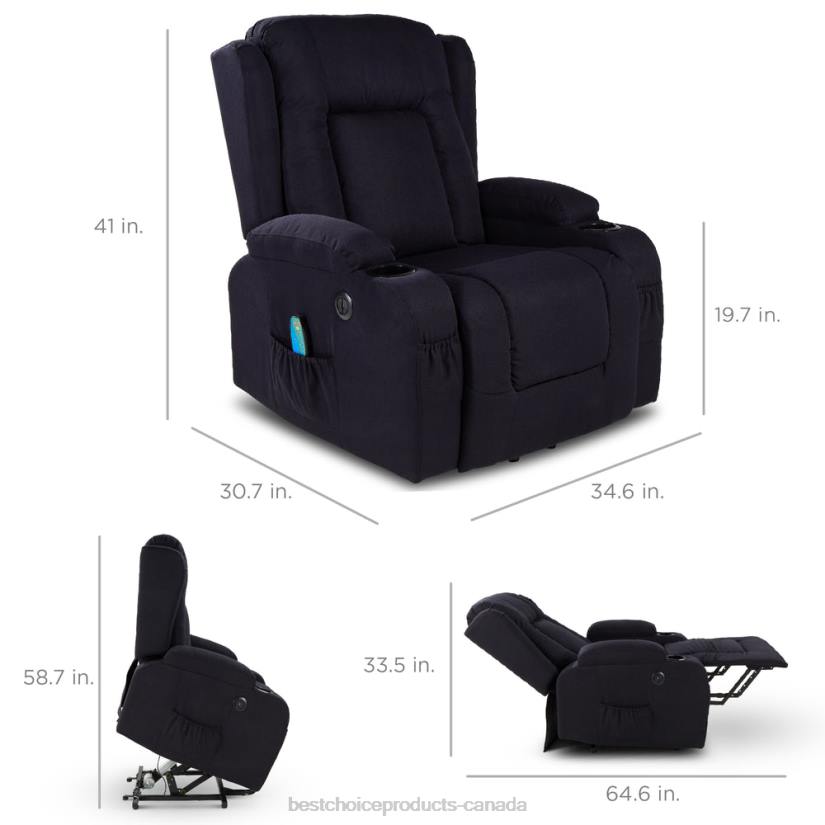 4LT2335 Black Best Choice Products Electric Power Lift Recliner Massage Chair w/ Heat, USB Port, Cupholders