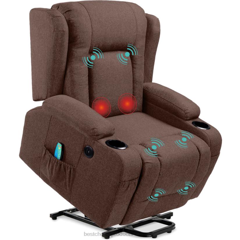 4LT2337 Brown Best Choice Products Electric Power Lift Recliner Massage Chair w/ Heat, USB Port, Cupholders