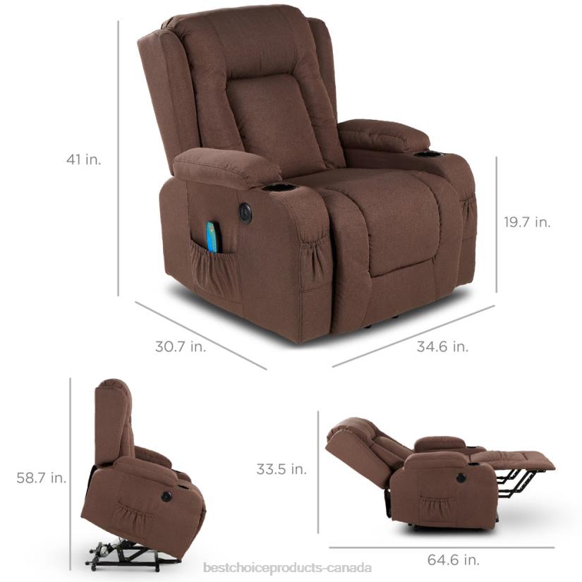 4LT2337 Brown Best Choice Products Electric Power Lift Recliner Massage Chair w/ Heat, USB Port, Cupholders