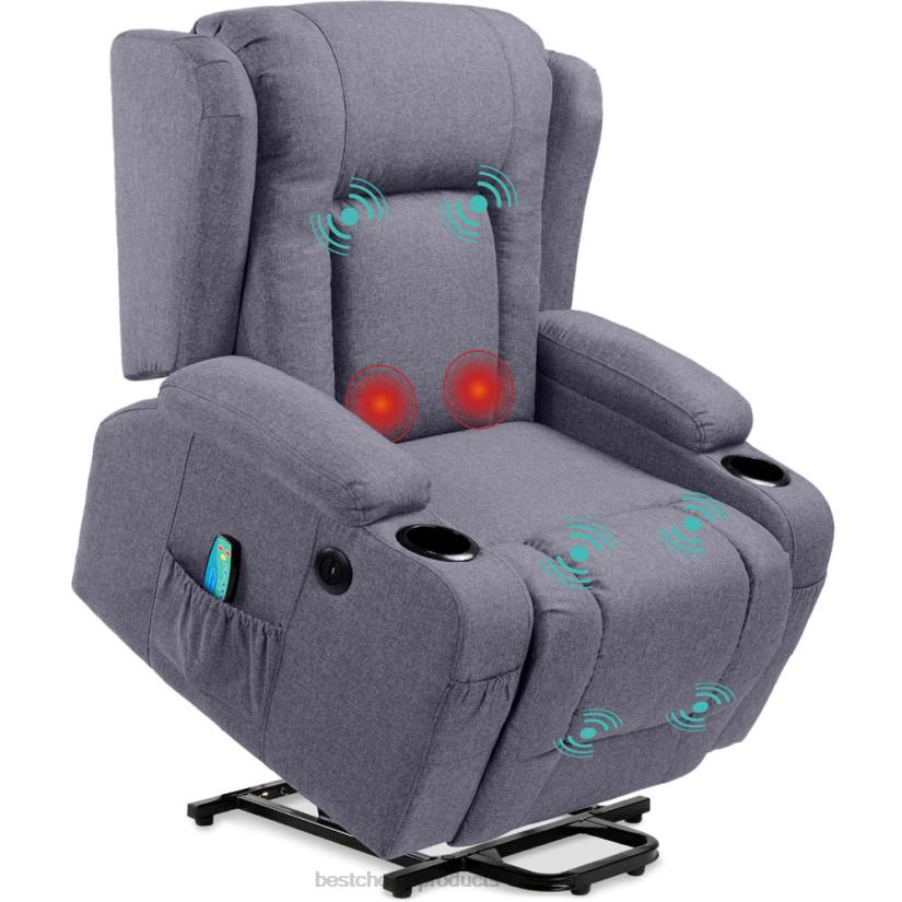 4LT2338 Blue Best Choice Products Electric Power Lift Recliner Massage Chair w/ Heat, USB Port, Cupholders