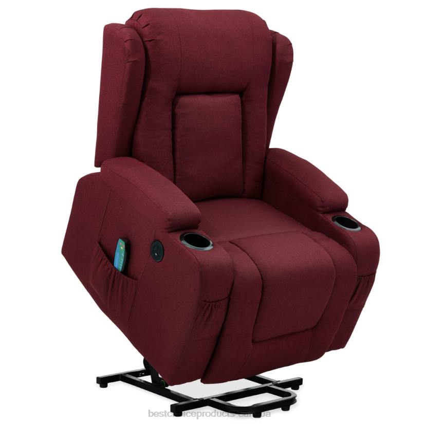 4LT2339 Burgundy Best Choice Products Electric Power Lift Recliner Massage Chair w/ Heat, USB Port, Cupholders