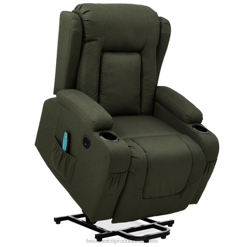 4LT2340 Olive Best Choice Products Electric Power Lift Recliner Massage Chair w/ Heat, USB Port, Cupholders